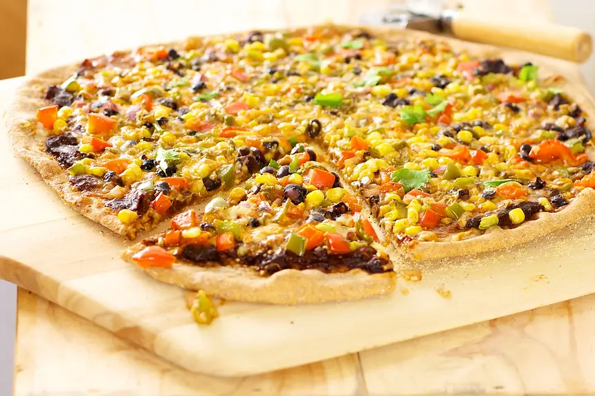 Mexican Black Bean, Corn, & Vegetable Pizza
