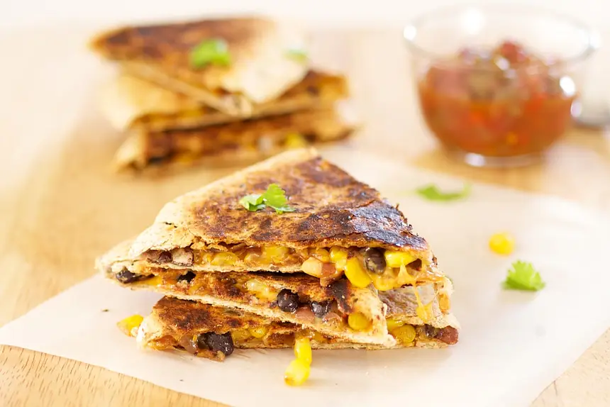 Cheesy Black Bean & Corn Quesadillas 