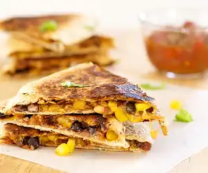 Cheesy Black Bean & Corn Quesadillas 