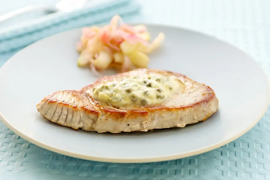 Grilled Tuna Steak with Lemon-Caper Butter