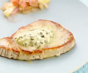 Grilled Tuna Steak with Lemon-Caper Butter