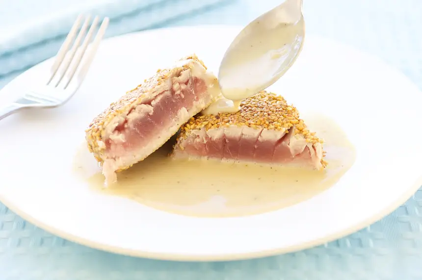 Sesame Crusted Ahi Tuna & Wasabi Beurre Blanc