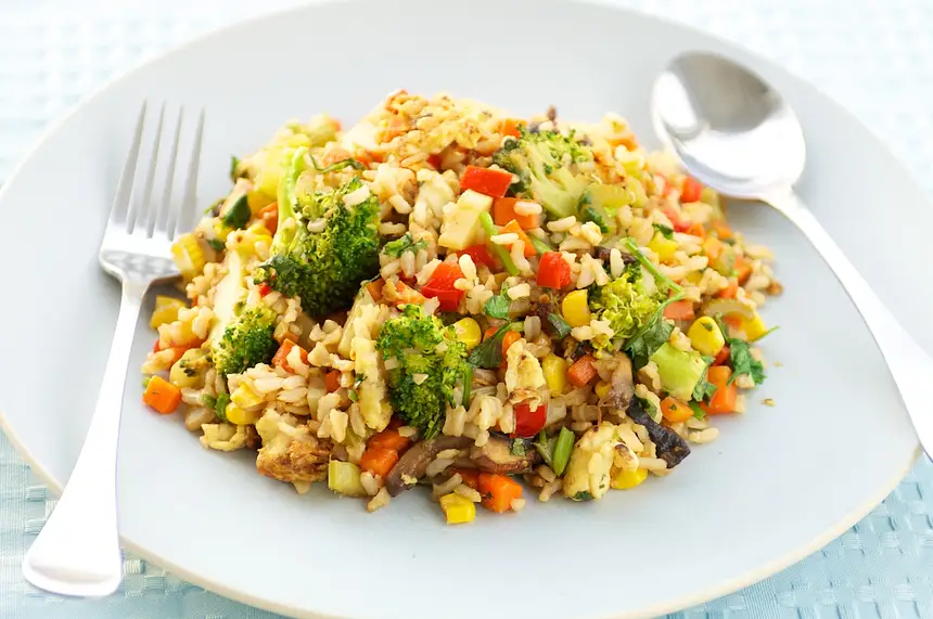 Broccoli, Sweet Bell Pepper & Mushroom Fried Rice