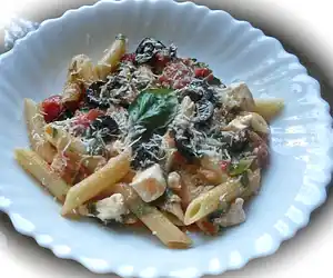 Penne with Tomato, Black Olive & Feta