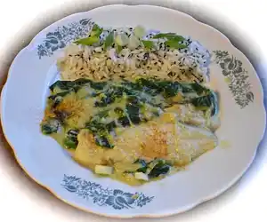 Gulai Daun Singkong Tumbuk(Grilled Fish with Greens)
