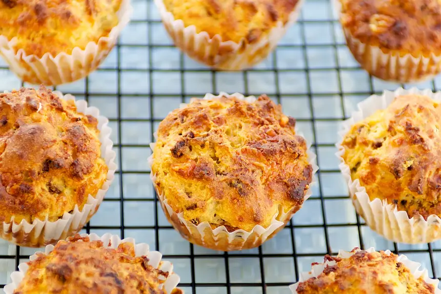 Whole Wheat Cheesy Bacon Muffins