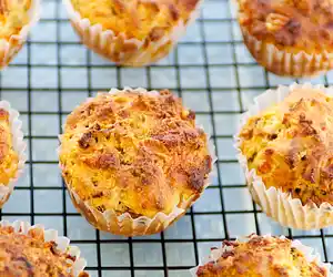 Whole Wheat Cheesy Bacon Muffins