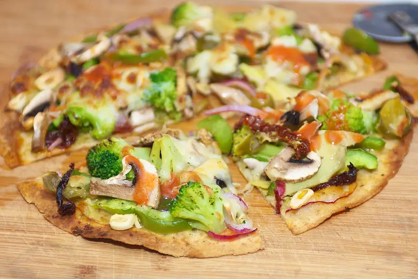 Broccoli, Mushroom & Sun-Dried Tomato Tortilla Pizza