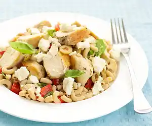 Greek Pasta Salad with Feta & Chicken