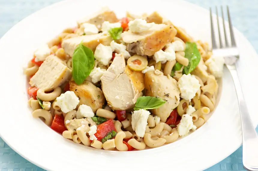 Greek Pasta Salad with Feta & Chicken