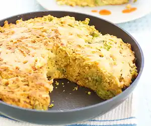 Broccoli, Caramelized Onion, & Cheddar Cornbread 
