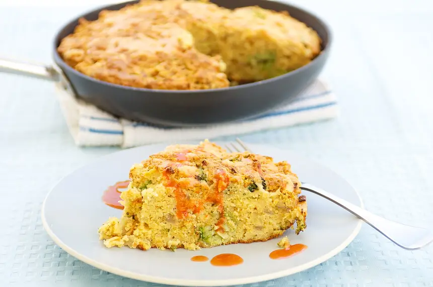 Broccoli, Caramelized Onion, & Cheddar Cornbread 