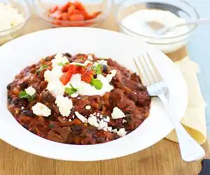 Hot Black Bean Chili with Goat Cheese