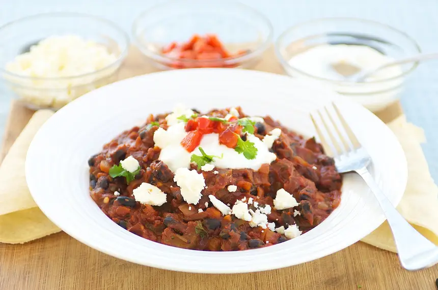 Hot Black Bean Chili with Goat Cheese