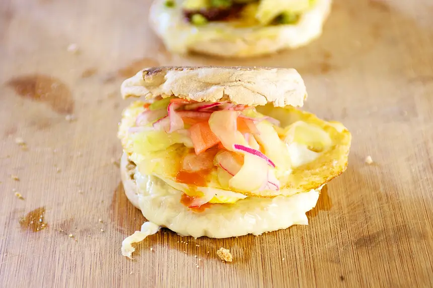 Picked Vegetables & Egg Sandwich with Swiss Cheese