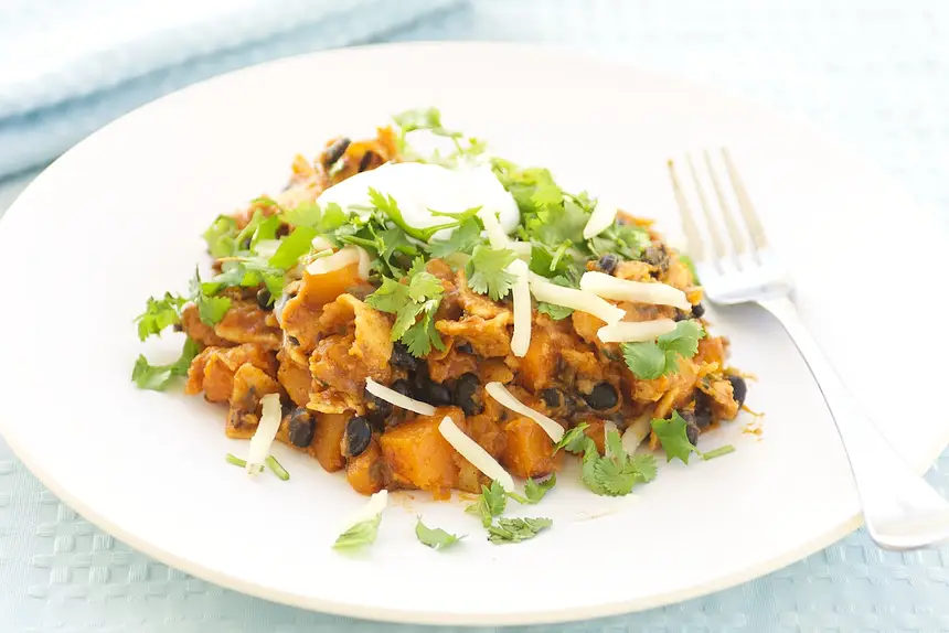 Butternut Squash, Black Bean & Tortilla Stew
