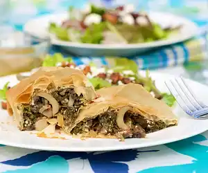Spinach, Mushroom & Red Pepper Strudel
