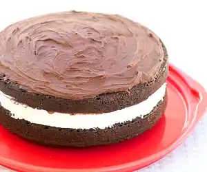 Moist Chocolate Cake With Marshmallow Cream & Chocolate Frosting