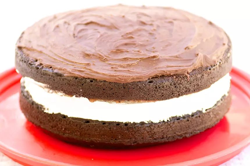 Moist Chocolate Cake With Marshmallow Cream & Chocolate Frosting