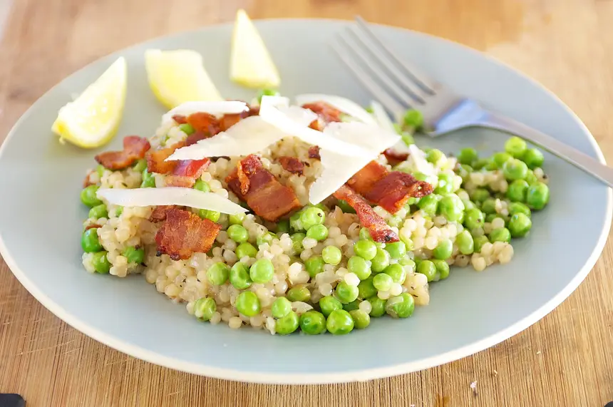 Israeli Couscous with Bacon & Peas