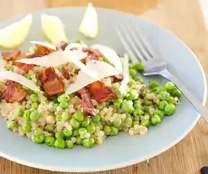 Israeli Couscous with Bacon & Peas