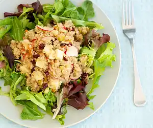 Quinoa, Apple, & Cheddar Salad with Mixed Greens