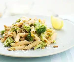 Broccoli Pasta with Lemony-Garlicky Dressing