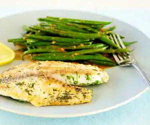 Pan Seared Tilapia with Lemony Green Beans