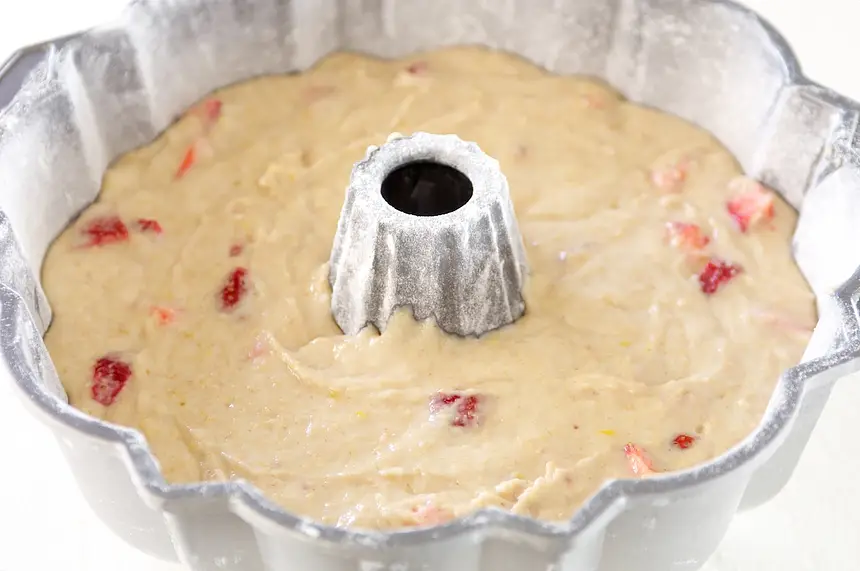Pour the batter into the prepared pan.