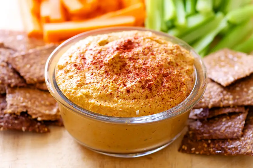 Edamame & Roasted Bell Pepper Hummus 