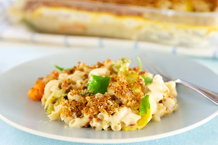 Baked Macaroni & Cheese with Broccoli & Cauliflower