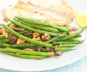 Simply Seared Tilapia with Green Beans & Toasted Walnuts