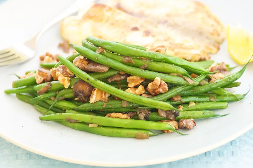 Simply Seared Tilapia with Green Beans & Toasted Walnuts