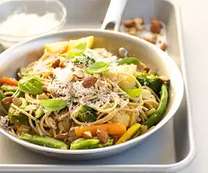 Spaghetti with Vegetables & Toasted Almonds