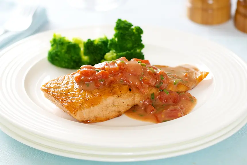 Fillet of Salmon with Anchovies & Tomatoes
