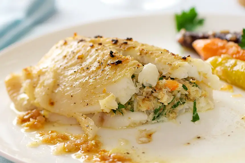 Dover Sole Fillets Stuffed with Crab