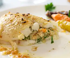 Dover Sole Fillets Stuffed with Crab