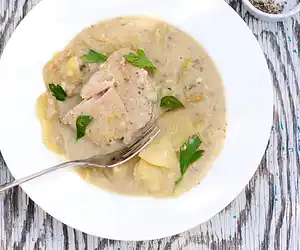 Slow Cooker Pork Chop & Potatoes in Mustard Sauce
