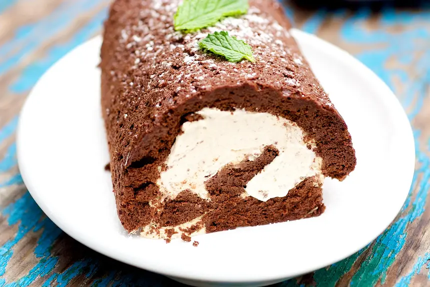 Chocolate Roulade with Coffee Cream