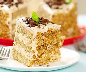 Coffee Cream Cake with Coffee Meringue Filling
