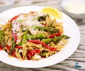 Roasted Asparagus & Red Bell Pepper Pasta Salad