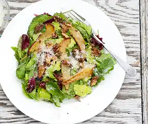 Roasted Pear, Walnuts & Parmesan Salad