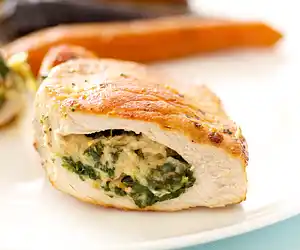 Spinach, Mozzarella & Pine Nuts Stuffed Pork Chops