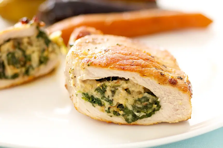 Spinach, Mozzarella & Pine Nuts Stuffed Pork Chops