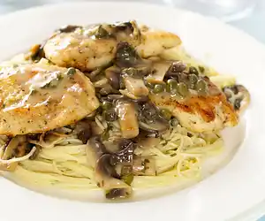 Chicken Piccata with Pasta & Mushrooms