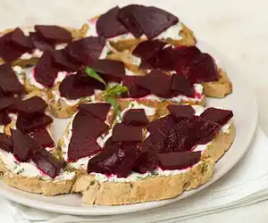 Beet & Goat Cheese Crostini