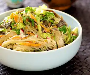 Asian Noodle, Cucumber & Lettuce with Peanut Sauce