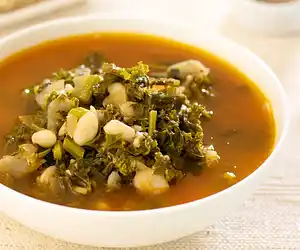White Bean Soup with Broccoli Rabe & Kale