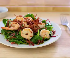 Salad Greens with Prosciutto & Shrimp