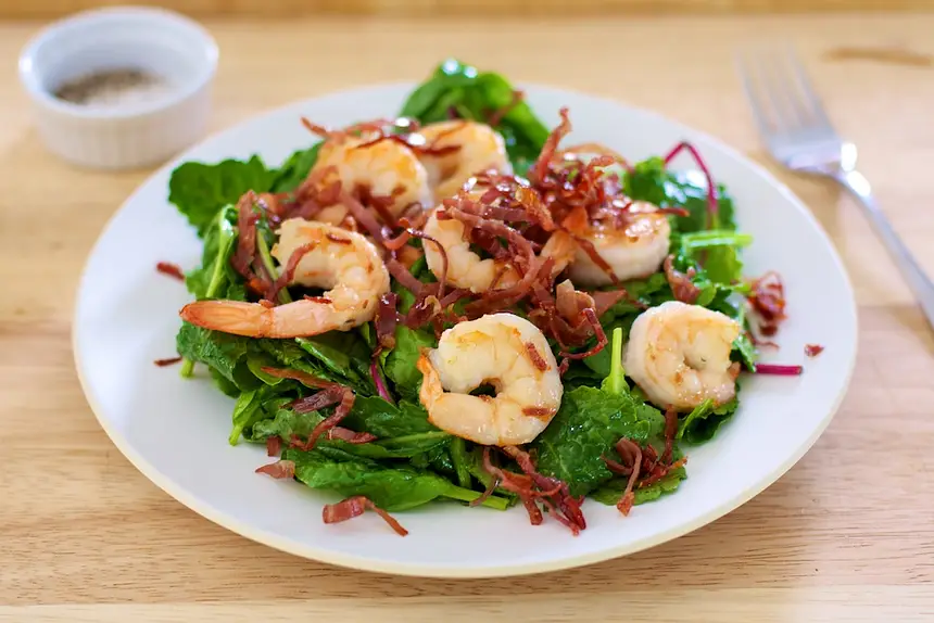 Salad Greens with Prosciutto & Shrimp